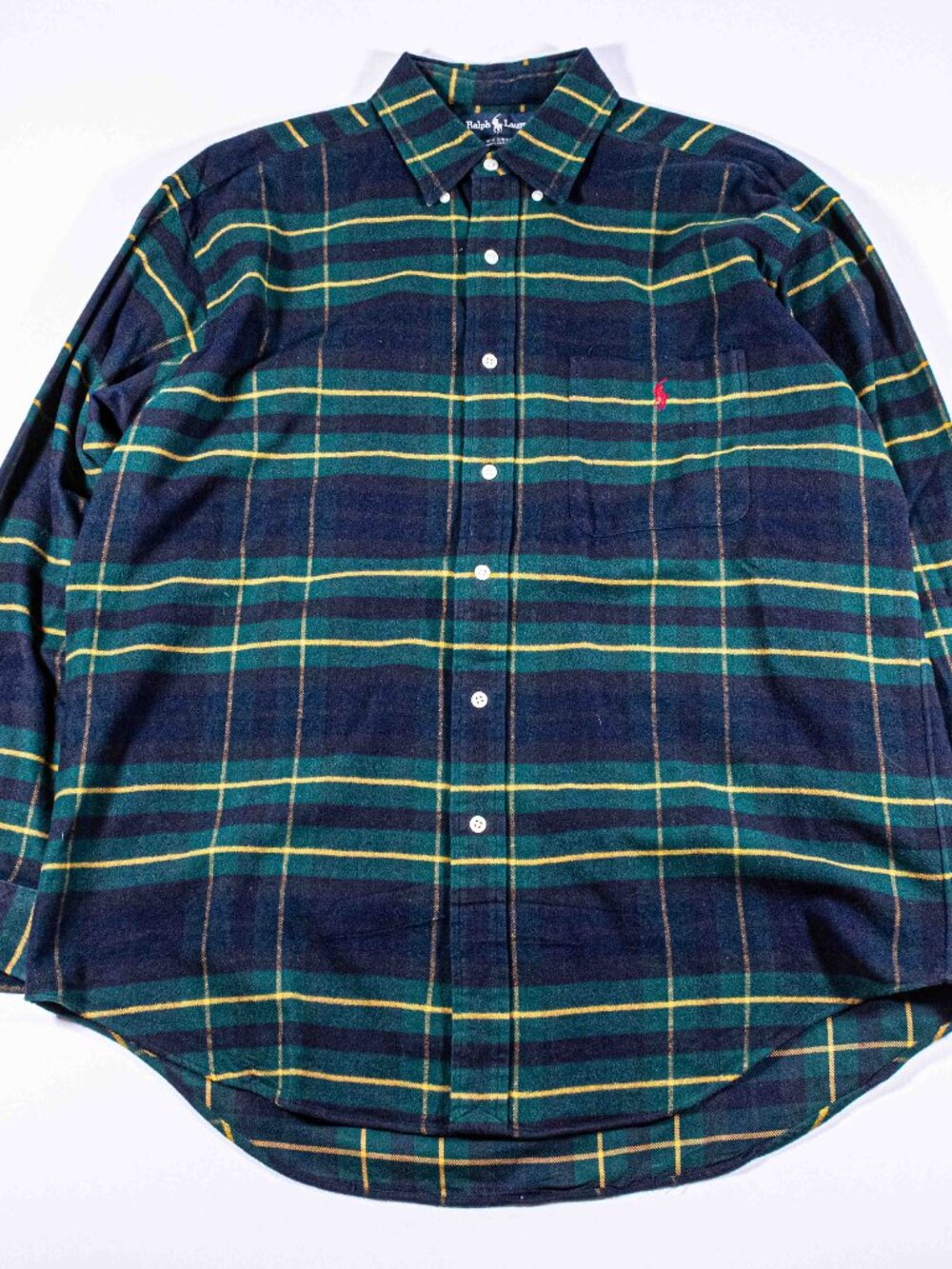 Vintage 90s Polo Ralph Lauren The Big Shirt Tartan Plaid Flannel Mens Medium M